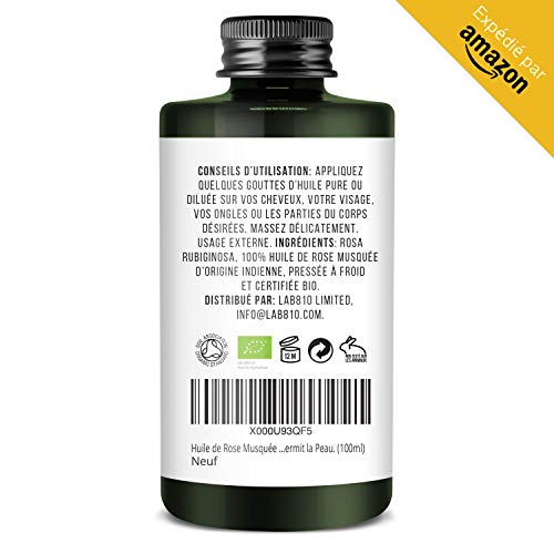 Aceite BIO de Rosa Mosqueta 100% Puro y Natural, Prensado en Frío & Extra Virgen. Reparador de Cabello, Anti-Edad. Hidrata el cabello y reafirma la Piel. (100ml)