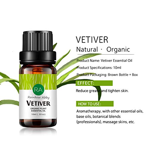 aceite esencial de vetiver 100% aceite de aromaterapia puro para difusor, masaje, cuidado de la piel, jabones, velas - 10 ml