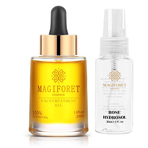 Aceite Facial, MagiForet Suero facial orgánico 30 ml, Aceite Vegano Antienvejecimiento, con Aceite de Jojoba Aceite de Argán Aceite de Rosa Mosqueta, Segura para la piel sensible