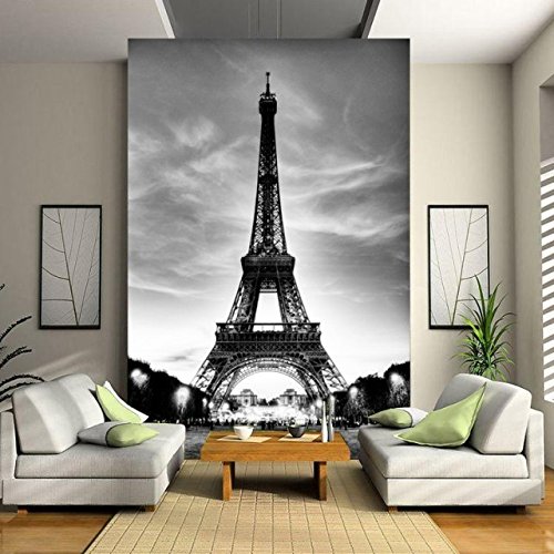 Acutray Wallpaper 3D Estéreo Continental De La Torre Eiffel, Las Pinturas De Gran Formato En Blanco Y Negro Del Corredor Mediterráneo Hyun Fuera Del Salón Wallpaper Wallpaper