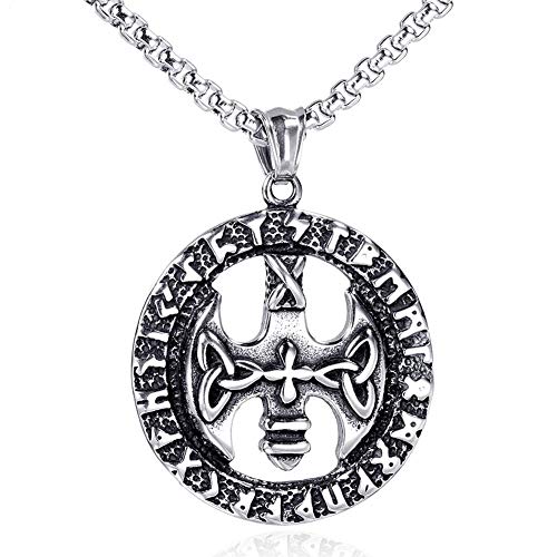 Aerfeisi Hombres colgante cruz-HIPHOP de la calle de las mujeres retro Axe joyería collar Neutro Confort - Bandas Ideal for gimnasio, trabajo, caza, deportes y viajes ( Color : Silver , Size : 600mm )