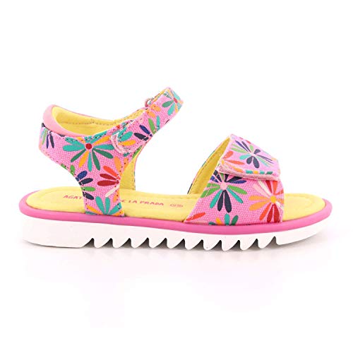 Agatha Ruiz de la Prada 192967, Sandalias con Punta Abierta para Niñas, Multicolor (Rosa Y Flores (Tejido Y Estampado) Paprika), 30 EU