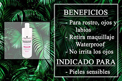 Agua Micelar Solución Desmaquillante 500ml | Limpieza facial para Piel Sensible, Grasa, Seca y Mixta | Desmaquillante facial, rostro, ojos y labios | Elimina maquillaje Waterproof | Magister Formula