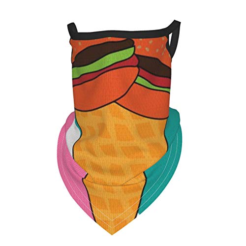 Akhy Boy's Burger Ice Cream Bandana Cloth Child Face Mask Washable Face Covering Neck Gaiter Girl'S Dust Mask