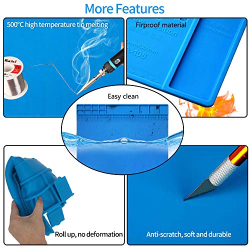 Almohadilla de trabajo Soldadura Estera Magnética del Silicón, 45x 30cm Aislamiento resistente al alta temperatura -50-500 ° estera para reparar teléfono, computadoras, Cámara