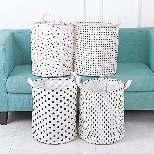 Aloiness - Bolsa de almacenamiento para la colada con estampado de estrellas para guardar juguetes, ropa, maquillaje, cesta plegable, cesta para el polvo, caja de almacenamiento para el hogar