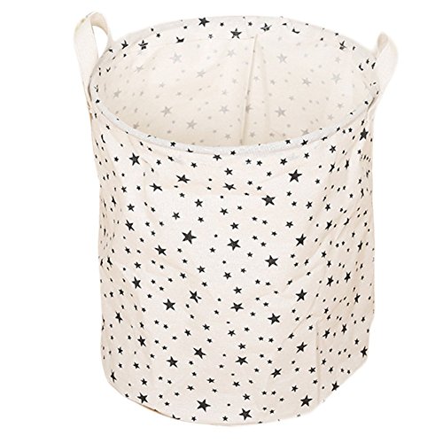 Aloiness - Bolsa de almacenamiento para la colada con estampado de estrellas para guardar juguetes, ropa, maquillaje, cesta plegable, cesta para el polvo, caja de almacenamiento para el hogar