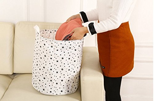 Aloiness - Bolsa de almacenamiento para la colada con estampado de estrellas para guardar juguetes, ropa, maquillaje, cesta plegable, cesta para el polvo, caja de almacenamiento para el hogar