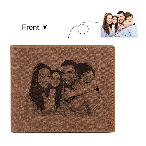 Alskafashion Billetera Personalizada Hombre,Cuero Billetera,Billeteras Personalizadas Foto para Dia del Padre Regalos (Talla de Sombra marrón)