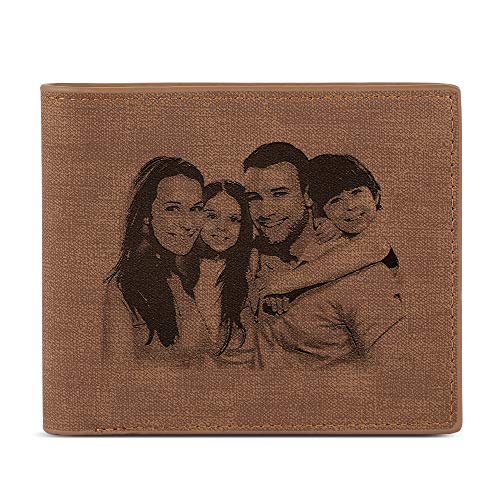 Alskafashion Billetera Personalizada Hombre,Cuero Billetera,Billeteras Personalizadas Foto para Dia del Padre Regalos (Talla de Sombra marrón)