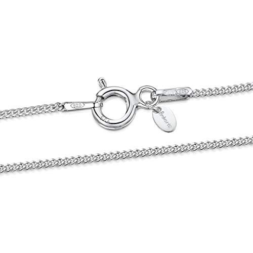 Amberta® Joyería - Collar - Fina Plata De Ley 925 - Cadena de Frenar - 1.1 mm - 36 40 45 50 55 60 cm (50cm)