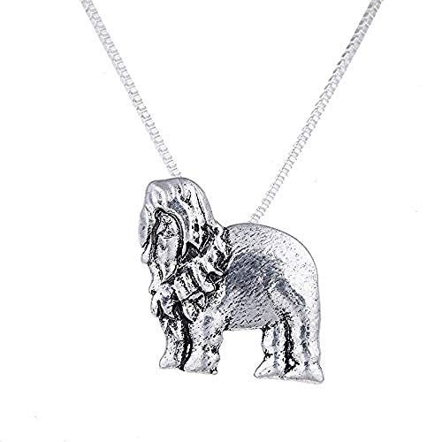 Animal Viejo Perro Pastor inglés Collar Miniatura Perros figuritas Colgante Encanto joyería de Moda para Mujeres Regalos de Pascua