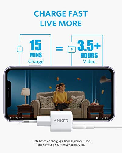 Anker PowerPort III Nano USB-C Cargador 18 W PIQ 3.0, USB-C Fuente de alimentación para iPhone 11 / 11 Pro / 11 Pro Max / XR / XS / X , Galaxy S10 / S9, Pixel 3 / 2, iPad Pro y más