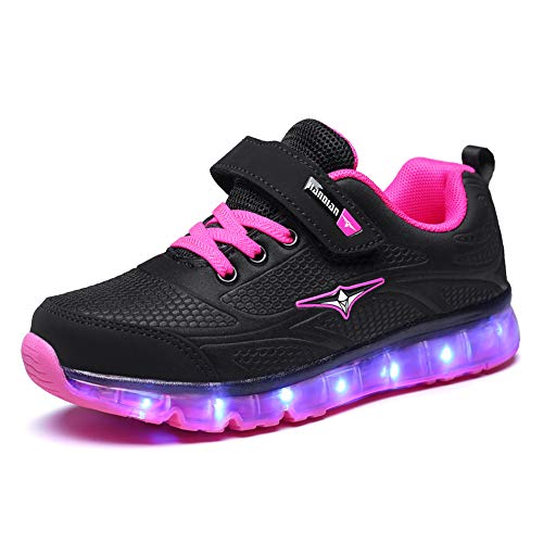 Ansel-UK LED Zapatos Verano Ligero Transpirable Bajo 7 Colores USB Carga Luminosas Flash Deporte de Zapatillas con Luces Los Mejores Regalos para Niñas Niños Cumpleaños Navidad Reyes Mango