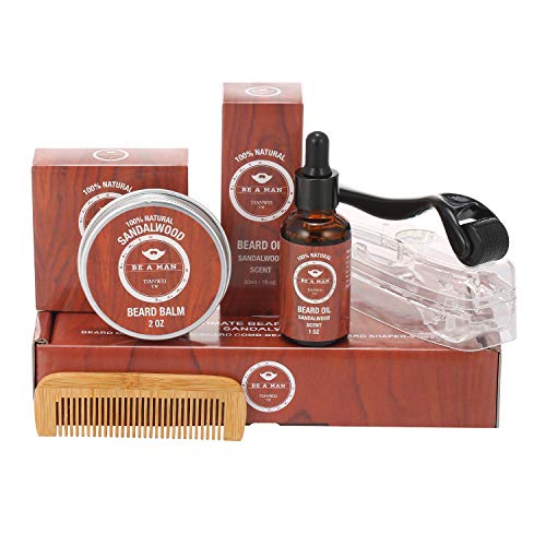 Anself 4 Unids / set Aceite Barba, kit Barba Hombre, Cuidado Barba Hombre Regalos para Hombres