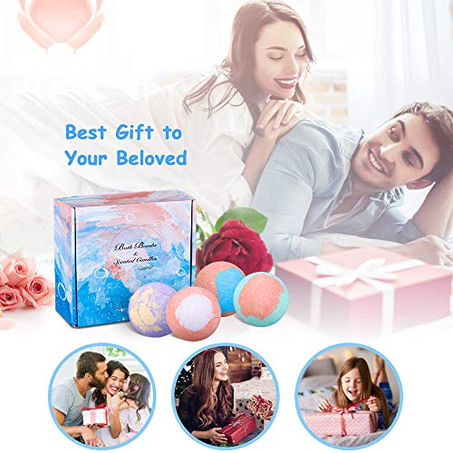 Aottom 6 Piezas Bombas de Baño y 3 Velas Aromaticas Perfumadas Set de Regalo de Bomba de Baño Bath Ball Natural Spa para el cuidado y la relajación, Regalos para Mujeres, Mamá, Novia