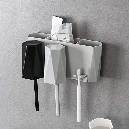 AQGELZWJ Soporte de Cepillo de Dientes montado en la Pared Crema Dental Crema de Lavado Cepillo de Dientes Taza de Pasta de Dientes Colgante de Pared @ Polvo Azul y Blanco