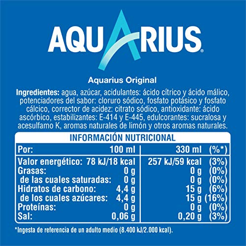 Aquarius Limón Lata - 330 ml (Pack de 9)