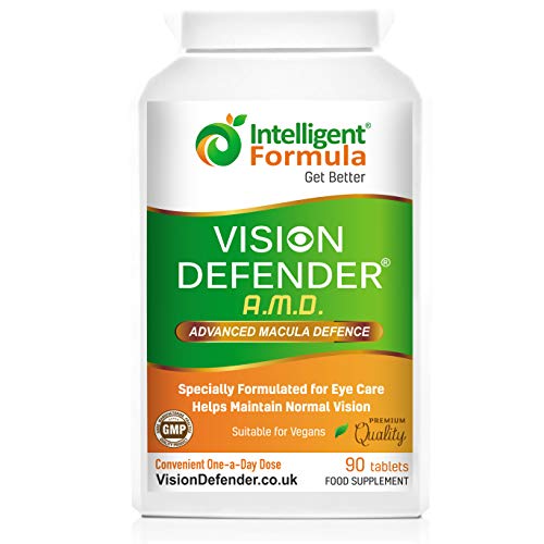 AREDS2 VISION DEFENDER AMD – Fórmula AREDS 2 conveniente para veganos de una vez al día (suministro para 3 meses – 90 tabletas), Suplemento nutricional y de salud para ojos de alta calidad con Luteína, Multivitaminas y Minerales por Intelligent Formula