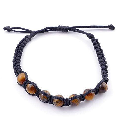 ARITZI – Pulsera con Nudo corredizo con Bolas de Piedra Natural de 8 mm – Piedras de Ojo de Tigre