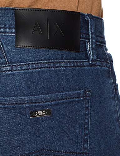 Armani Exchange Cotton Stretch Indigo Blue, Straight Vaqueros, Azul (Denim Indaco 1500), W31/L32 (Talla del Fabricante: 31) para Hombre