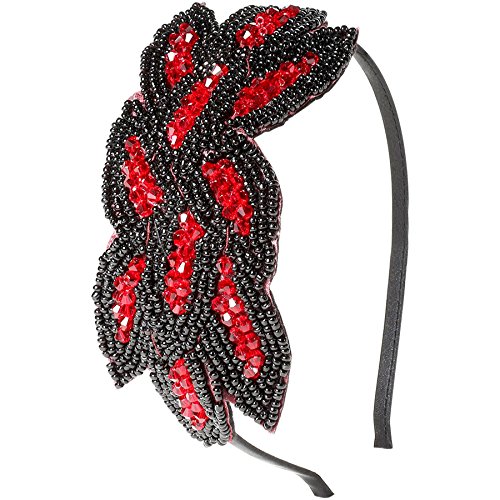 ArtiDeco 1920 - Diadema de los años 20 para mujer, accesorio para disfraz de Gatsby rojo/negro Talla única