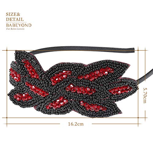 ArtiDeco 1920 - Diadema de los años 20 para mujer, accesorio para disfraz de Gatsby rojo/negro Talla única