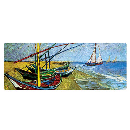 Artiste peinture à l'huile grand caoutchouc tapis de souris personnalité paysage personnel personnalisé tapis de souris bord de mer bateau 11.8X31.5X0 .06 po