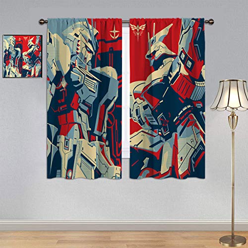 ARYAGO Cortina decorativa Mecha Anime Cortinas, Gundam & Neon Genesis Evangelion Cortina de ventana impermeable para habitación de niños 42 x 72 pulgadas