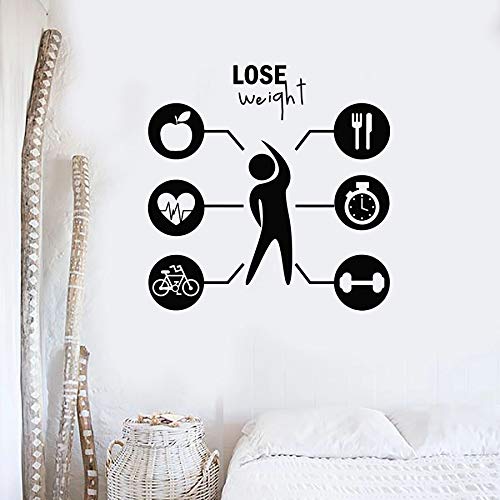 ASFGA Pérdida de Peso Tatuajes de Pared Entrenamiento de Dieta Fitness aeróbicos Gimnasio decoración de Interiores Vinilo Pegatinas de Ventana Mural de Estilo de Vida Saludable