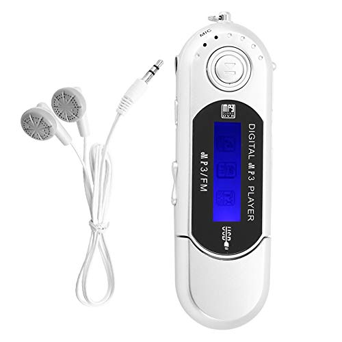 ASHATA Mini Reproductor de mp3,USB 2.0 Music Player con Auriculares,Radio FM Apoyo 32 GB Tarjetas Micro SD/TF,Admite Varios Idiomas de España/Portugal/Inglés (Plata)