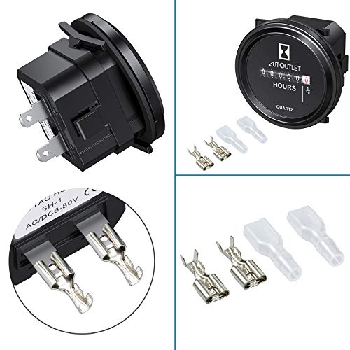 AUTOUTLET Medidor de Horas de Cuarzo a Prueba de Agua DC 12V 24V 36V 48V 72V 99,999.9 horas, 0.01 Cuarzo para Motor de Barco Marino