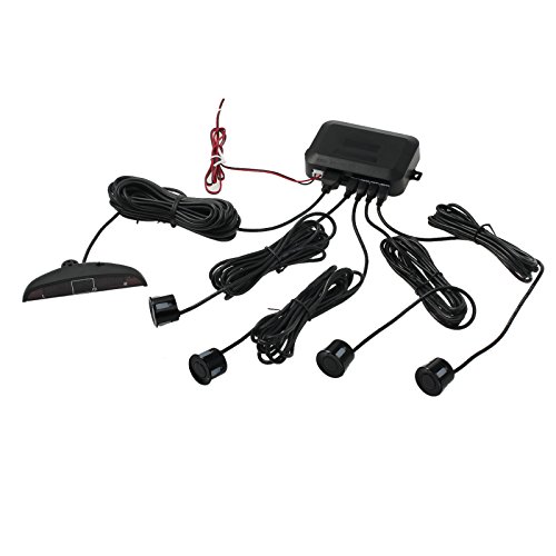 AUTOUTLET Retroceso Trasero Radar Aparcamiento Sensor Sistema DC 12V 4 Sensores Kit Audio Zumbador Alarma Pantalla LED, Cocar Coche Aparcamiento Kit con 4 Estacionamiento Sensores