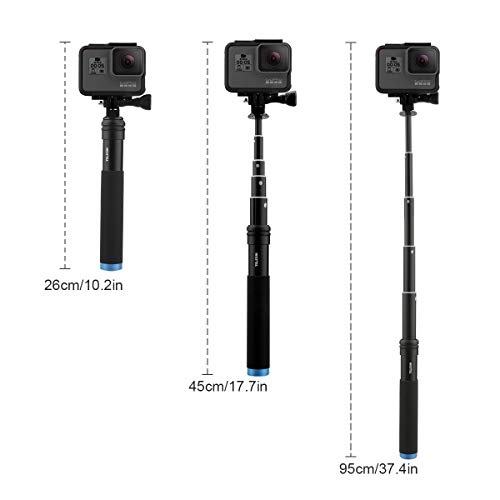 AuyKoo Palo de Selfie Trípode para Gopro, Extension Impermeable Soporte Selfie Stick, Aleación de Aluminio Palo Gopro Sumergible, Monopie para GoPro Hero 9/8/7/6/5/4, DJI OSMO Action Camara Teléfono