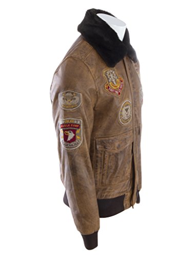 Aviatrix Hombres Cuero Autentico Clasico Aviador Piloto Chaqueta con Insignias Especiales (JWR3)