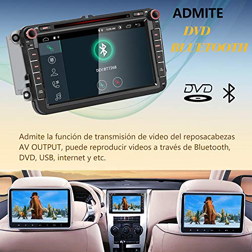 AWESAFE Android 10.0 [2GB+32GB] 8 Pulgadas Radio Coche con Pantalla 2 DIN para VW, Autoradio para VW con WiFi/GPS/Bluetooth/RDS/CD DVD/USB/FM Am/SD, Admite Mandos del Volante y Aparcamiento