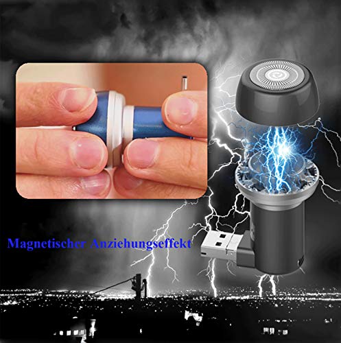 Baomasir - Maquinilla de afeitar 2 en 1 para hombre, afeitadora eléctrica magnética, portátil, tipo C, para teléfono/banco de energía, resistente al agua, carga duradera (USB + Micro, azul)