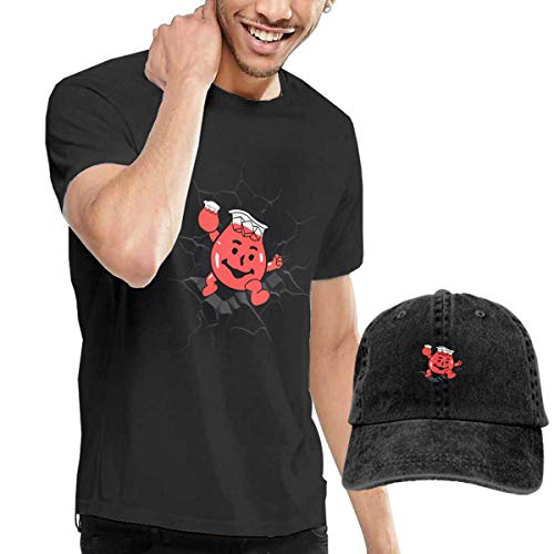 Baostic Camisetas y Tops Hombre Polos y Camisas, Men's Black Short Sleeve Shirts, Kool-Aid Man Casual T Shirt + Baseball Cap