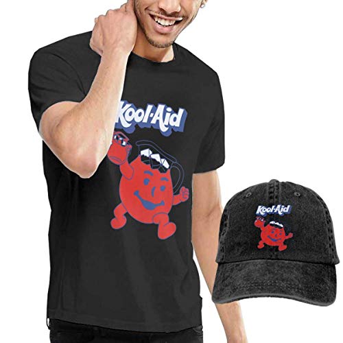 Baostic Camisetas y Tops Hombre Polos y Camisas, Men's Black Short Sleeve Shirts, Kool-Aid?Man Casual T Shirt + Baseball Cap