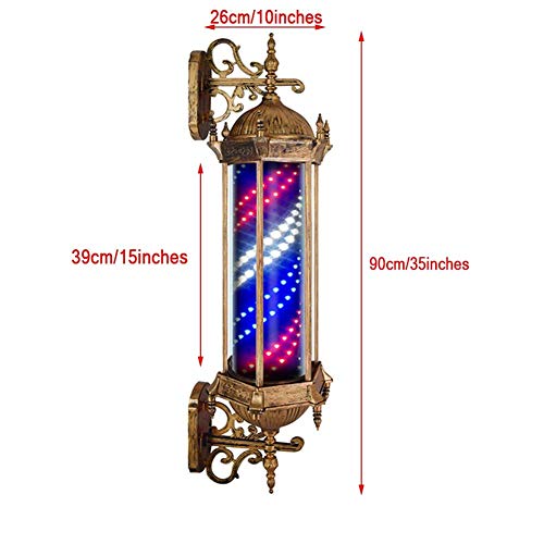 Barber Stick Light Ball Led Barber Pole Peluquería Salón Luz Letrero Tradicional Blanco Azul Iluminadoras Giratorias Con Letrero Led Lámpara De Pared De Luz 90cm / 35in, B