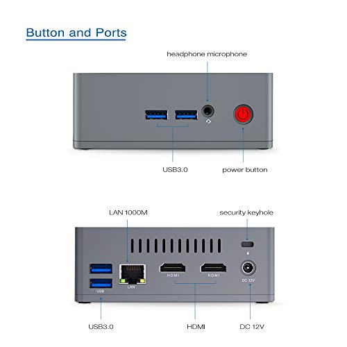 Beelink BT3-X Mini PC, Mini Ordenador de Sobremesa Mini Computadora con Windows 10, HDMI, Intel Apollo Lake Celeron J3355, LPDDR4 4G + eMMC 64G, 2.4G / 5.8G WiFi, 4K, BT 4.0, 1000Mbps LAN
