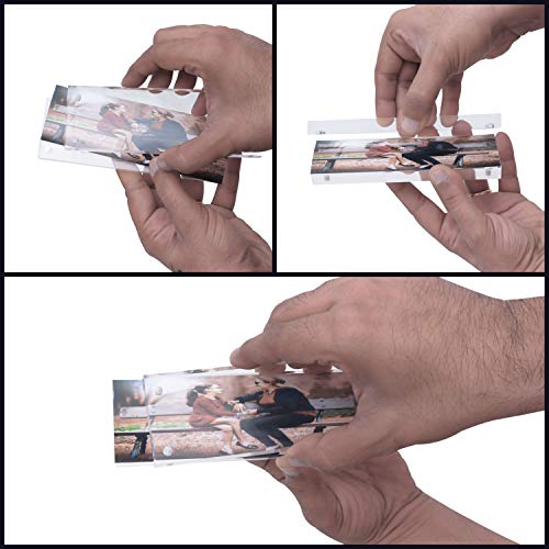 BELLE VOUS Pack de 2 Marco de la Tira de Fotos - 6 x 2 Marco Fotos Doble Acrilico 4 Imanes para Sujetarlo - Marco Fotos Metacrilato Transparente Escritorio para Fotos Preciadas - Marco Fotografia