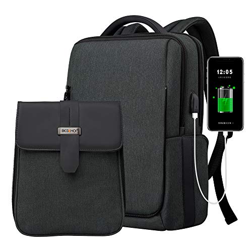 Beschoi Mochila Ordenador Portátil 15.6 Pulgadas Antirrobo Impermeable y Desmontable Mochila Ejecutivo con Puerto de USB para Hombre Mujer Casual Colegio Diario Negocio Trabajo Viaje