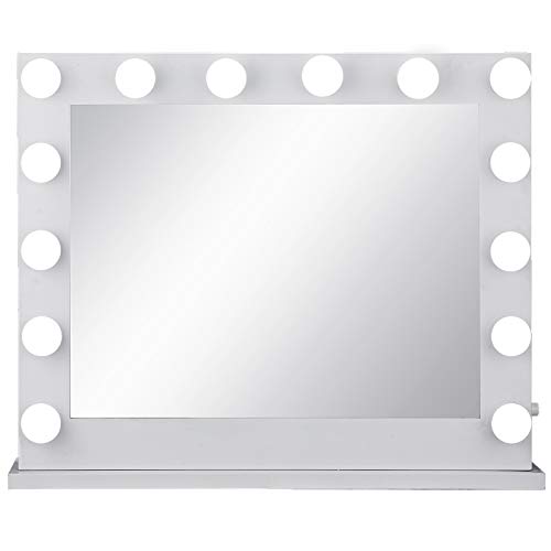 Bisujerro Espejo de Maquillaje con Luz 80x 65cm Espejo de Maquillaje con 14 Luces Led Espejo para Maquillaje con Estilo de Hollywood Led Vanity Makeup Mirror (80x 65cm 14 Luces Blanco)