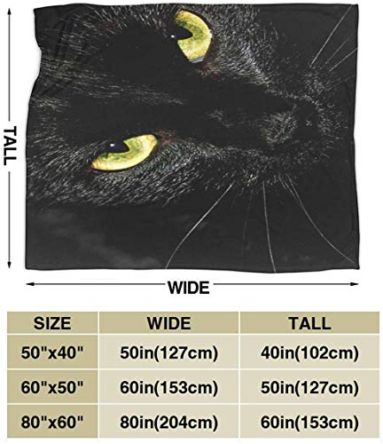 Black Cat'S Eye Staring Fleece Bed Blanket Manta Liviana súper Suave para niños niñas Adultos 203 x 152 cm / 80 x 60 Pulgadas