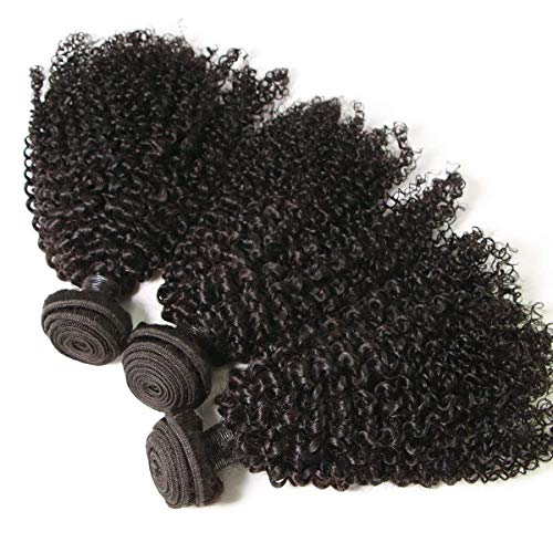 BLISSHAIR Kinkys Rizado Cabello Humano 3 Paquetes 8A Brasileño Virginal Tejido Extensiones de cabello rizado profundo para mujeres negras Color natural 8 8 8 pulgadas