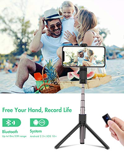 BlitzWolf Palo Selfie Trípode con Control Remoto Bluetooth, 86.4cm Selfie Stick Extensible para iPhone 11 Pro/11/XS MAX/X/8 Plus/8/7 Plus/7/6/5, Galaxy S10, Huawei, Xiaomi y Más