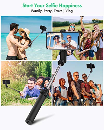 BlitzWolf Palo Selfie Trípode con Control Remoto Bluetooth, 86.4cm Selfie Stick Extensible para iPhone 11 Pro/11/XS MAX/X/8 Plus/8/7 Plus/7/6/5, Galaxy S10, Huawei, Xiaomi y Más