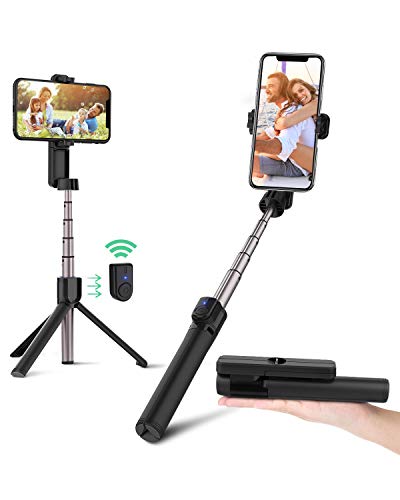 BlitzWolf Palo Selfie Trípode con Control Remoto Bluetooth, 86.4cm Selfie Stick Extensible para iPhone 11 Pro/11/XS MAX/X/8 Plus/8/7 Plus/7/6/5, Galaxy S10, Huawei, Xiaomi y Más