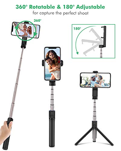 BlitzWolf Palo Selfie Trípode con Control Remoto Bluetooth, 86.4cm Selfie Stick Extensible para iPhone 11 Pro/11/XS MAX/X/8 Plus/8/7 Plus/7/6/5, Galaxy S10, Huawei, Xiaomi y Más